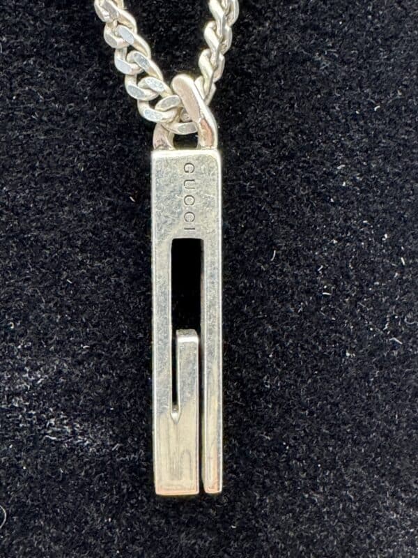 2026-01-08 14.43.24 Gucci Cutout G Bar Pendant Necklace 925 Sterling Silver with Box and Pouch