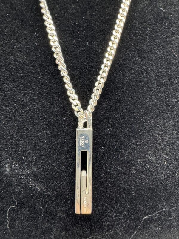 2026-01-08 14.45.49 Gucci Cutout G Bar Pendant Necklace 925 Sterling Silver with Box and Pouch