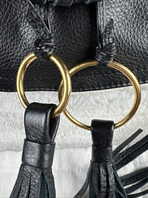 2026-01-14 10.13.14 See by Chloé Mini Polly Black Leather Shoulder Bag Gold Rings and Tassels