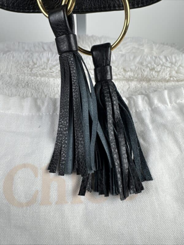 2026-01-14 10.13.18 See by Chloé Mini Polly Black Leather Shoulder Bag Gold Rings and Tassels
