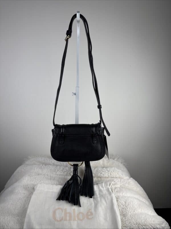 2026-01-14 10.13.33 See by Chloé Mini Polly Black Leather Shoulder Bag Gold Rings and Tassels