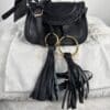 2026-01-14 10.14.21 See by Chloé Mini Polly Black Leather Shoulder Bag Gold Rings and Tassels