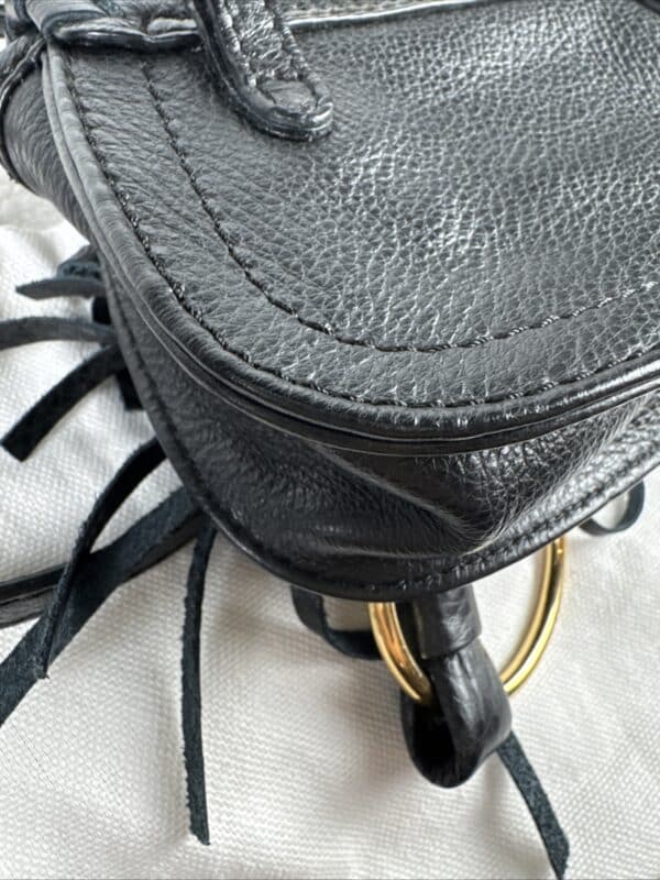 2026-01-14 10.14.53 See by Chloé Mini Polly Black Leather Shoulder Bag Gold Rings and Tassels