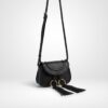 Chole small black crossbody See by Chloé Mini Polly Black Leather Shoulder Bag Gold Rings and Tassels