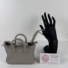 Ferragamo Mini Gray Leather Top Handle Bag Wristlet Silver Hardware