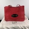 IMG_3929 Gucci Horsebit 1955 Large Flame Red Faux Straw Leather Tote Bag NWT