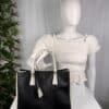 IMG_7503 Prada Galleria Large Black White Saffiano Leather Tote Gold Hardware