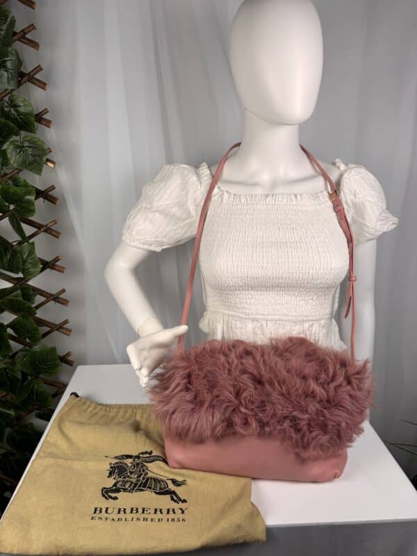 IMG_7518 Rare Burberry Prorsum Pink Shearling & Leather Shoulder Bag