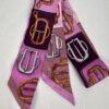IMG_7671 Hermès Bouclerie d’Attelage Silk Twilly Scarf Pink Purple with Box
