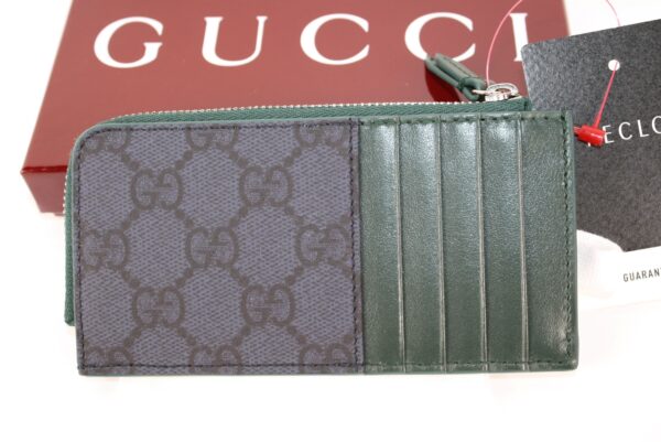 IMG_9211 Gucci GG Supreme Zip Card Case – Navy Blue & Dark Green – Style 795233