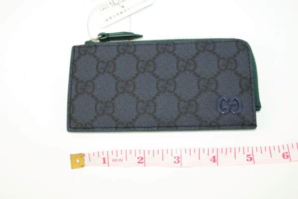 IMG_9215 Gucci GG Supreme Zip Card Case – Navy Blue & Dark Green – Style 795233