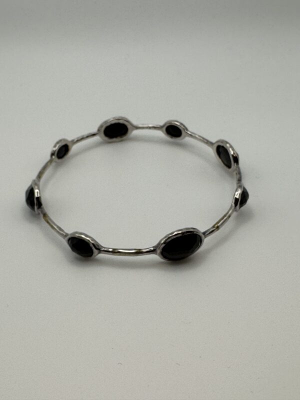 IMG_9416 IPPOLITA Rock Candy 8-Stone Black Onyx Sterling Silver Bangle Bracelet