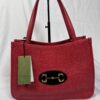 IMG_9506 Gucci Horsebit 1955 Large Flame Red Faux Straw Leather Tote Bag NWT
