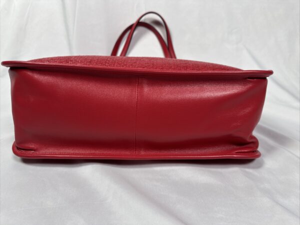 IMG_9508 Gucci Horsebit 1955 Large Flame Red Faux Straw Leather Tote Bag NWT