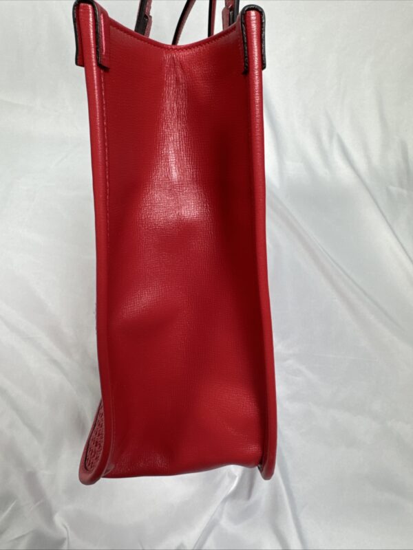 IMG_9511 Gucci Horsebit 1955 Large Flame Red Faux Straw Leather Tote Bag NWT