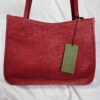 IMG_9512 Gucci Horsebit 1955 Large Flame Red Faux Straw Leather Tote Bag NWT