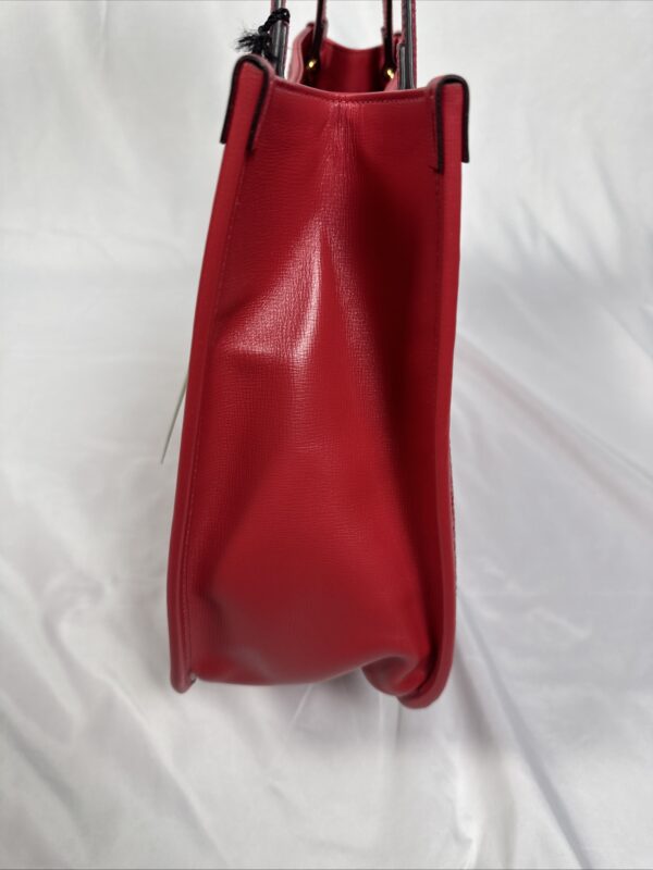 IMG_9513 Gucci Horsebit 1955 Large Flame Red Faux Straw Leather Tote Bag NWT