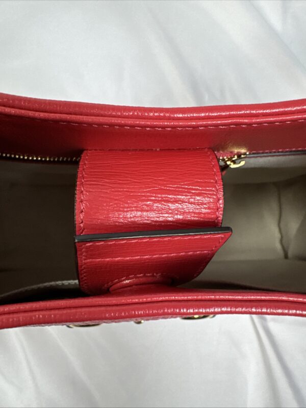 IMG_9514 Gucci Horsebit 1955 Large Flame Red Faux Straw Leather Tote Bag NWT