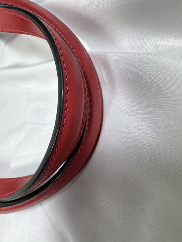 IMG_9515 Gucci Horsebit 1955 Large Flame Red Faux Straw Leather Tote Bag NWT