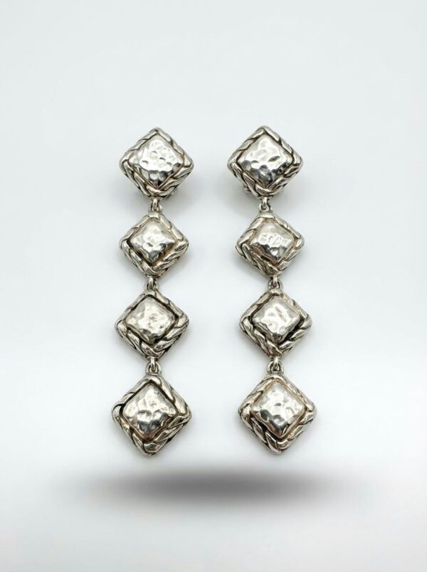 John Hardy earrings photo John Hardy Palu Four-Square Drop Earrings Sterling Silver 2-Inch Estate