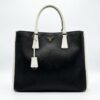 Prada black and white front Prada Galleria Large Black White Saffiano Leather Tote Gold Hardware