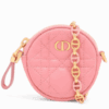 Christian Dior Caro Mini Round Cannage Crossbody Pouch Peach Blossom Pink