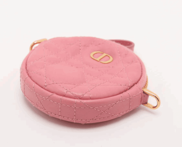 Christian Dior Caro Mini Round Cannage Crossbody Pouch Peach Blossom Pink