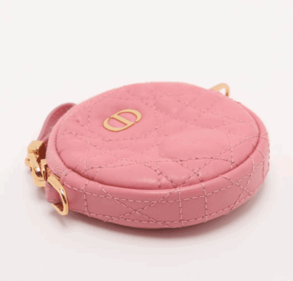 Christian Dior Caro Mini Round Cannage Crossbody Pouch Peach Blossom Pink