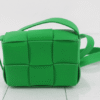 Bottega Veneta Kelly Green Crossbody Bag Cassette Mini Interecciato Leather