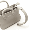 Ferragamo Mini Gray Leather Top Handle Bag Wristlet Silver Hardware