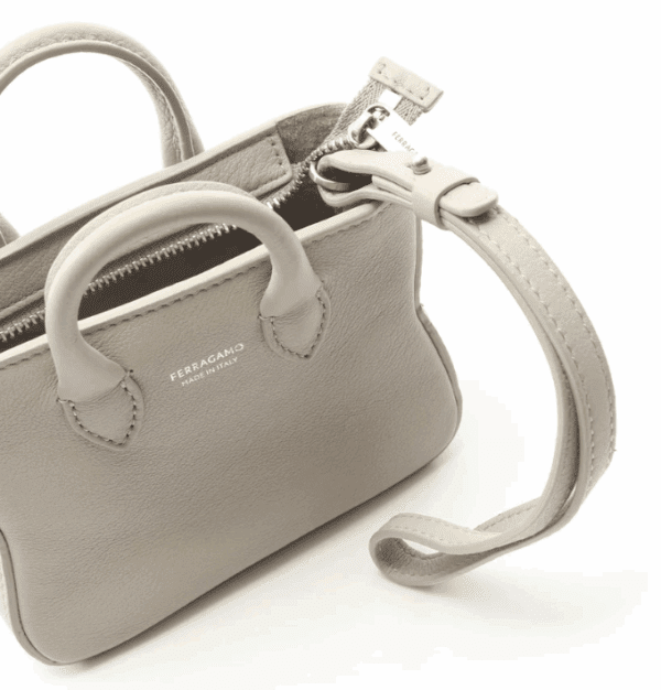 Screenshot 2026-01-14 211540 Ferragamo Mini Gray Leather Top Handle Bag Wristlet Silver Hardware