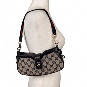 Gucci Moon Side Mini GG Canvas Navy Web Strap Shoulder Bag NWT