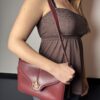 IMG_1636 Vintage Gucci Burgundy Leather Equestrian Stirrup Clasp Shoulder Bag