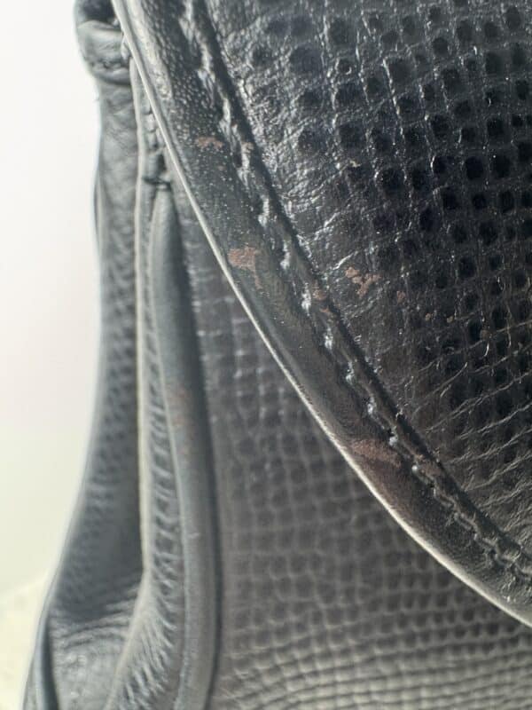 IMG_2160 Vintage Christian Dior Black Grained Leather 2-Way Top Handle Shoulder Bag Gold CD Logo