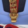 IMG_2348 Gucci Sylvie Mini Light Blue Leather Web Chain Shoulder Bag 431666