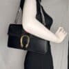 Gucci Dionysus Small Black Leather Floral Lining Chain Bag 400249