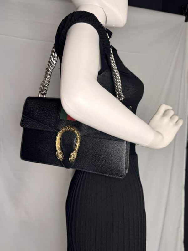 Gucci Dionysus Small Black Leather Floral Lining Chain Bag 400249
