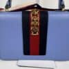 IMG_2361 Gucci Sylvie Mini Light Blue Leather Web Chain Shoulder Bag 431666