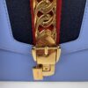 IMG_2363 Gucci Sylvie Mini Light Blue Leather Web Chain Shoulder Bag 431666