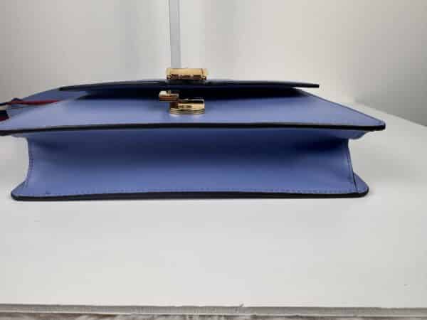 IMG_2369 Gucci Sylvie Mini Light Blue Leather Web Chain Shoulder Bag 431666