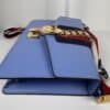 IMG_2370 Gucci Sylvie Mini Light Blue Leather Web Chain Shoulder Bag 431666