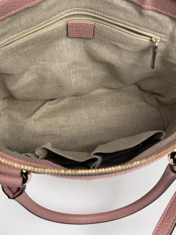 IMG_2372 Gucci Dollar Calfskin GG Charm Satchel Soft Pink Pebbled Leather 2-Way Tote Shoulder Bag
