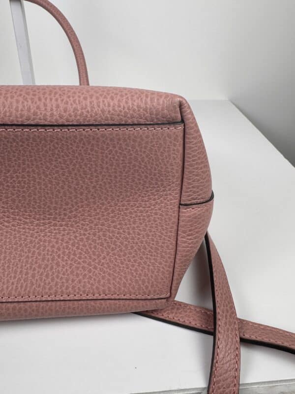 IMG_2381 Gucci Dollar Calfskin GG Charm Satchel Soft Pink Pebbled Leather 2-Way Tote Shoulder Bag