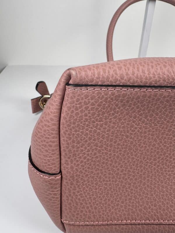 IMG_2382 Gucci Dollar Calfskin GG Charm Satchel Soft Pink Pebbled Leather 2-Way Tote Shoulder Bag