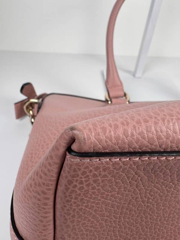 IMG_2383 Gucci Dollar Calfskin GG Charm Satchel Soft Pink Pebbled Leather 2-Way Tote Shoulder Bag