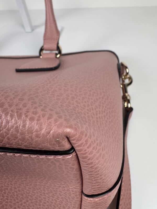 IMG_2384 Gucci Dollar Calfskin GG Charm Satchel Soft Pink Pebbled Leather 2-Way Tote Shoulder Bag