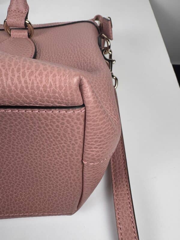 IMG_2385 Gucci Dollar Calfskin GG Charm Satchel Soft Pink Pebbled Leather 2-Way Tote Shoulder Bag