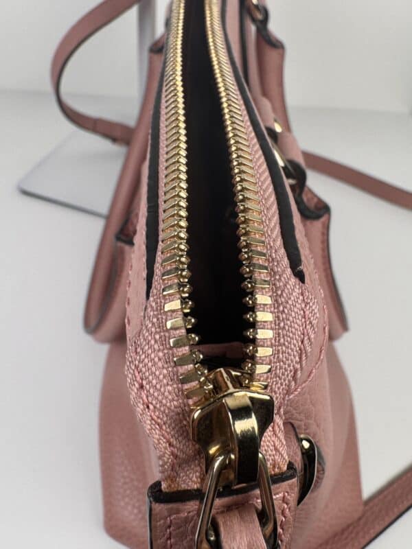 IMG_2389 Gucci Dollar Calfskin GG Charm Satchel Soft Pink Pebbled Leather 2-Way Tote Shoulder Bag