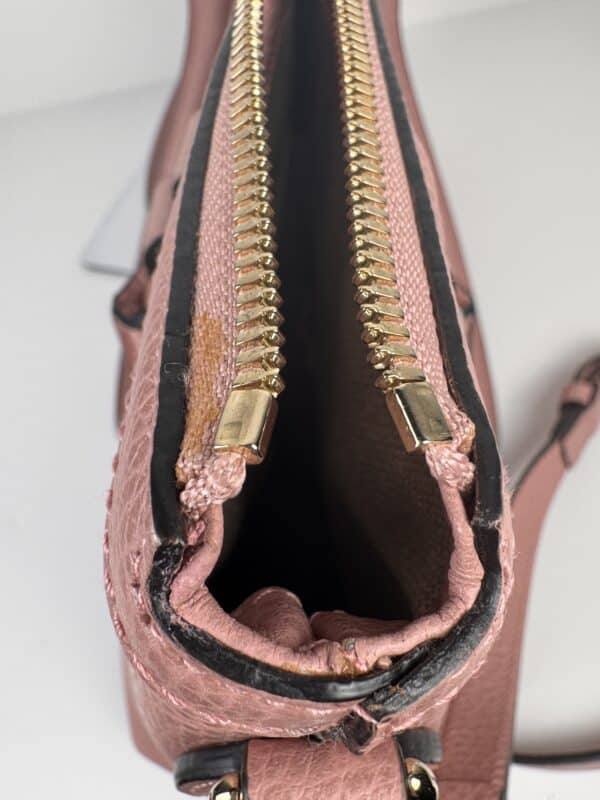 IMG_2390 Gucci Dollar Calfskin GG Charm Satchel Soft Pink Pebbled Leather 2-Way Tote Shoulder Bag