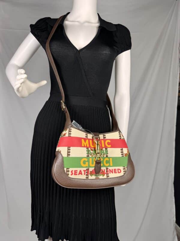 IMG_2597 Gucci 100 Jackie 1961 Small Music Is Mine Canvas Hobo Bag 636706